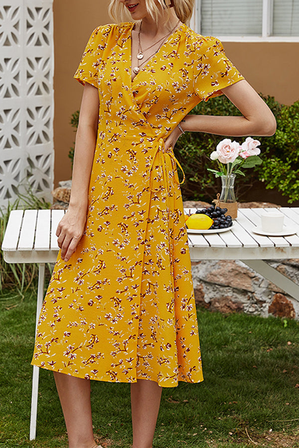 Bandage Slim Chiffon Floral Dress