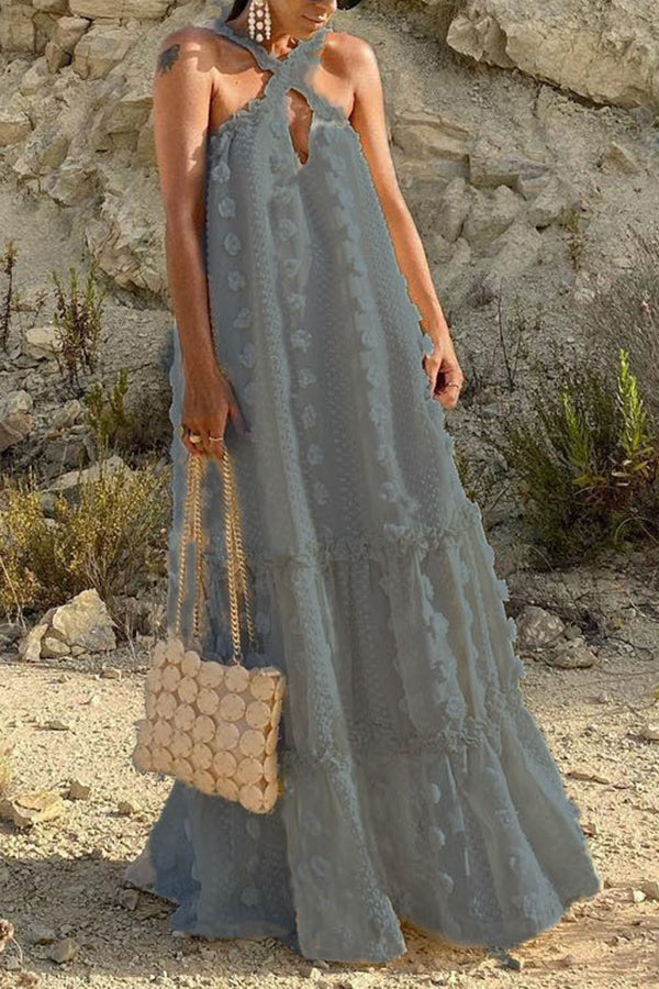 Three-dimensional Flower Mopping Cake Dress