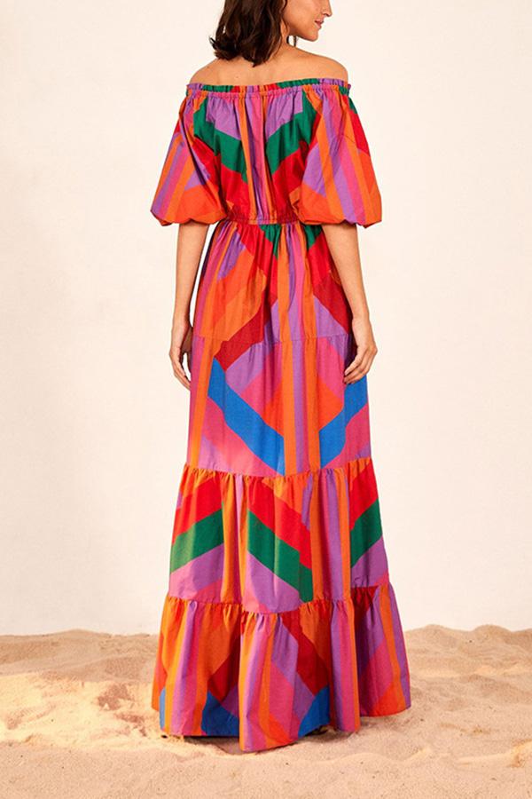 Gradient stitching dress