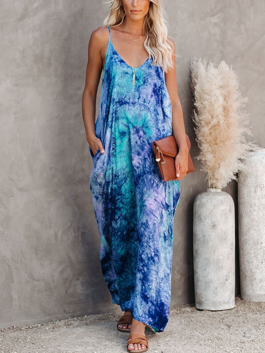Tie-dye Loose Multicolor Maxi Dress