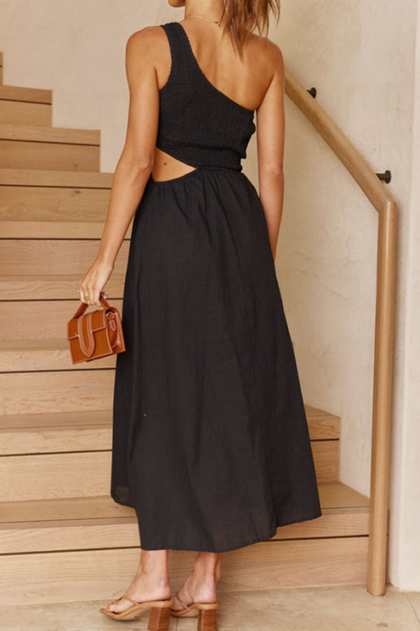 One Shoulder Sexy Black Dress