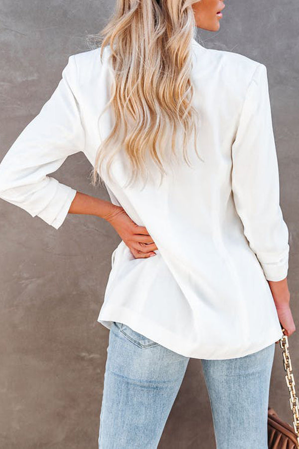 Solid Pocket Suit Coat