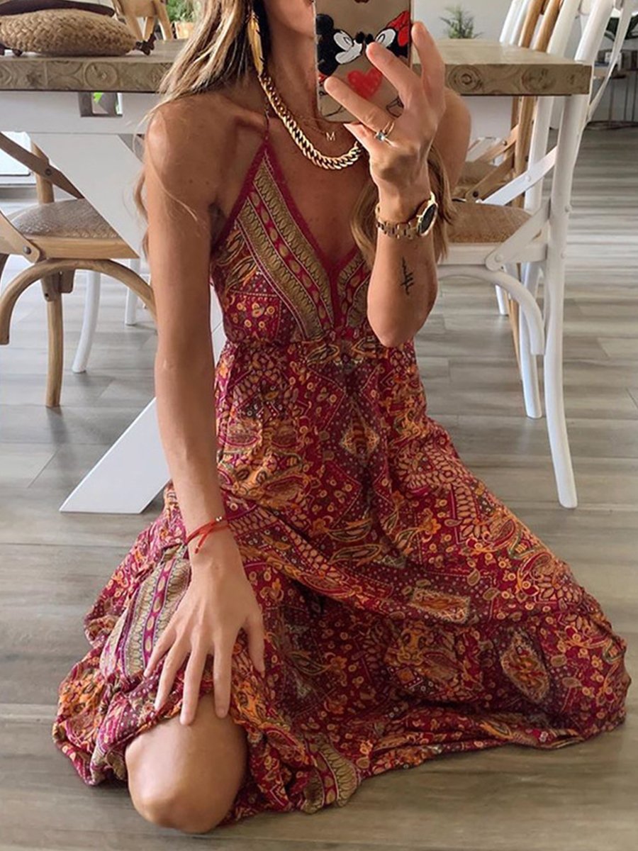 Bohemian holiday print dress