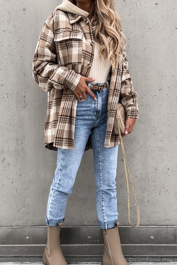 Chic Plaid Hooded Coat