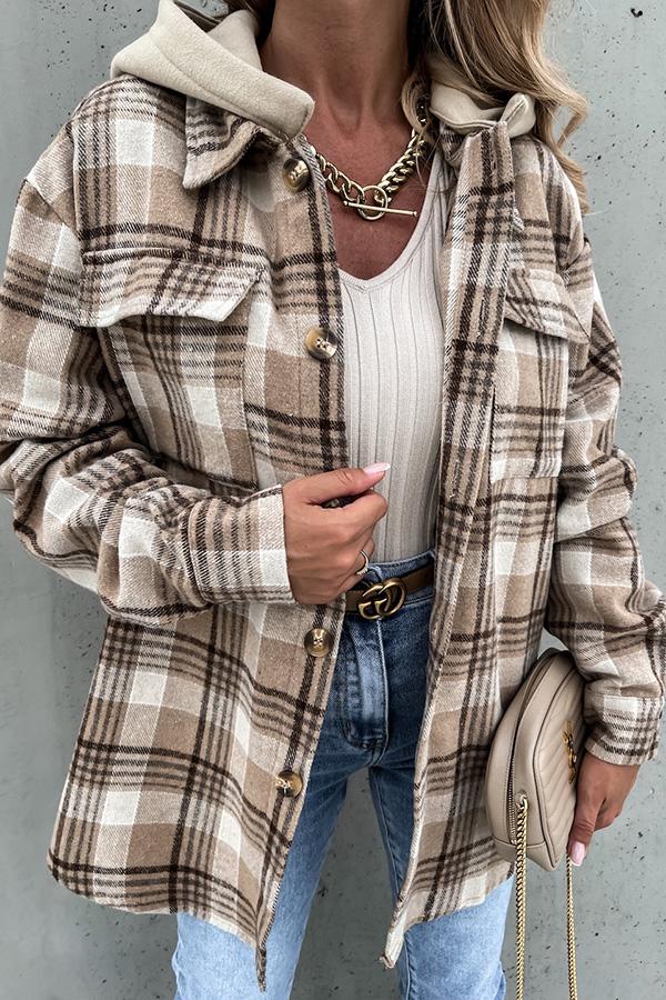 Chic Plaid Hooded Coat