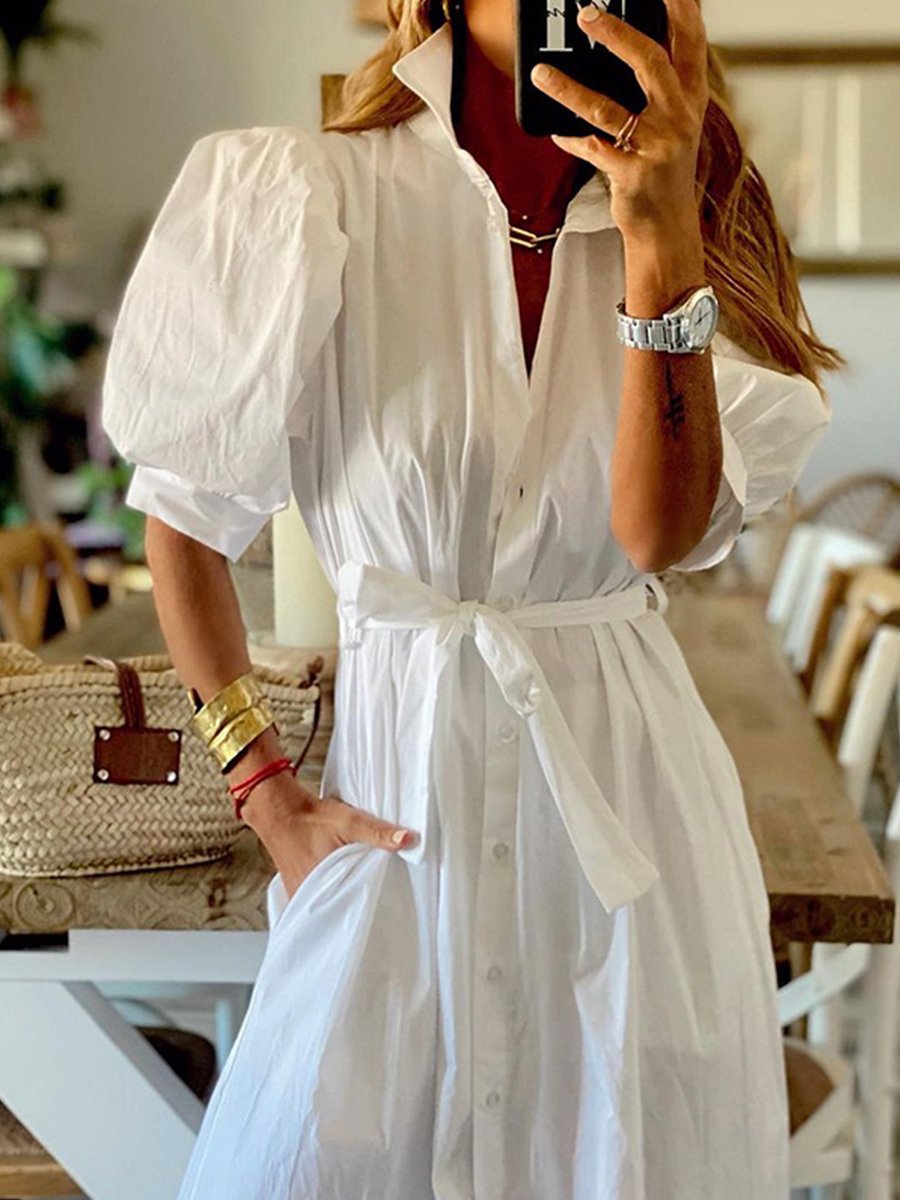 Solid Shirt Dress