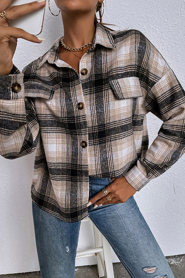Turn Over The Leader Female Slim Long-sleeved Plaid