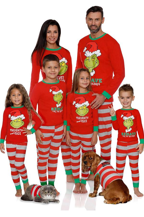 Christmas Clothes for Family Elk Printed Parent-child Long Sleeve Pajamas Set Home Service