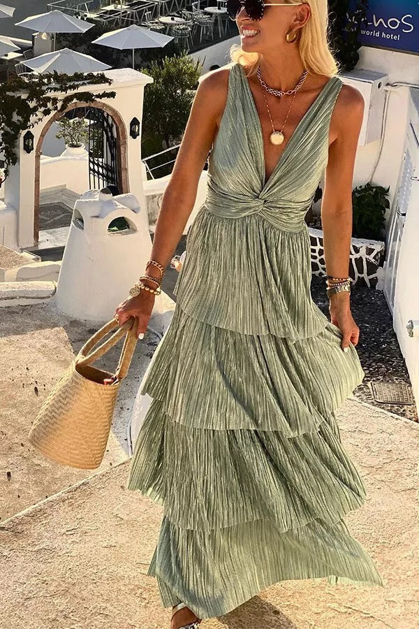 Darling Muse Shimmer Tiered Maxi Dress