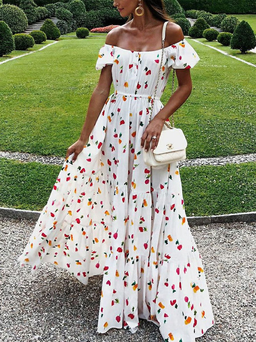 Cherry Polka Dot Temperament Maxi Dress