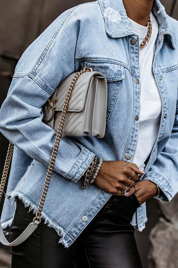 Ripped Loose Bat Sleeve Denim Jacket