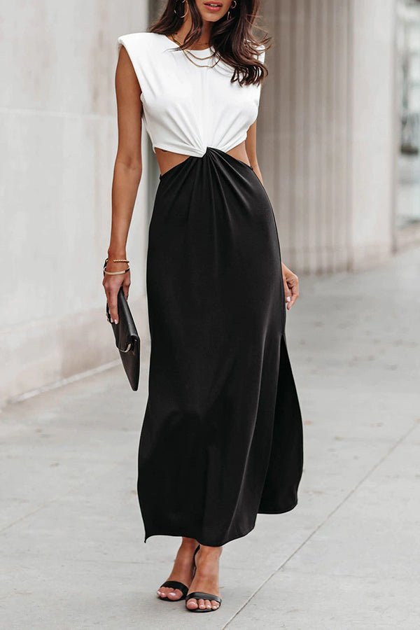 Round Neck Sleeveless Cut-out Simple Casual Dress