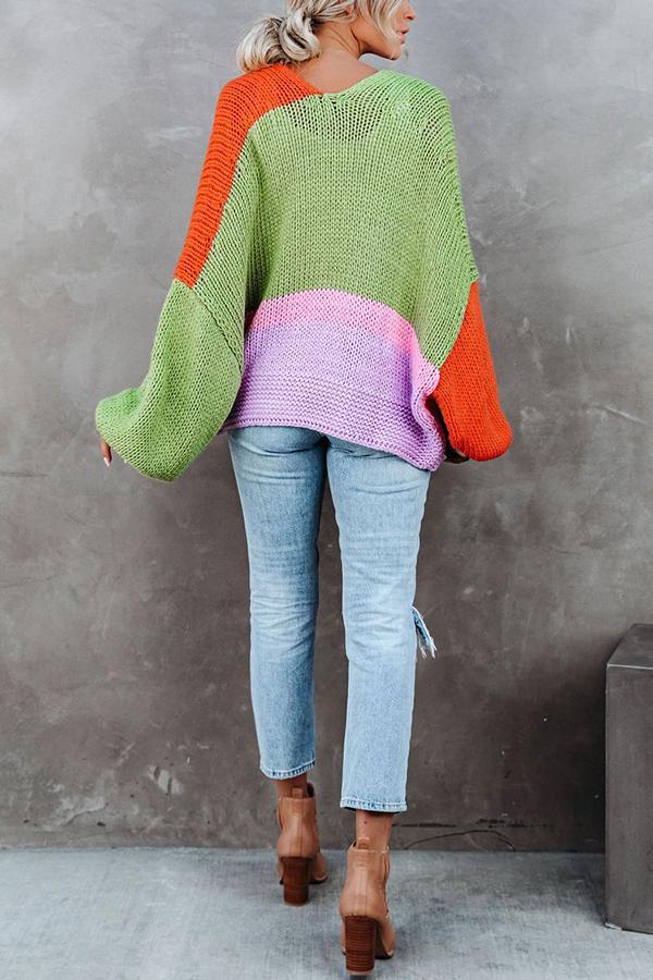 Pumpkin Colorblock Oversized Cardigan