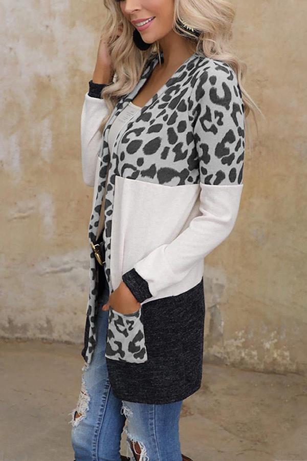 Colorblock Leopard Cardigan