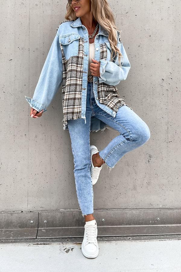 Denim Plaid Loose Jackets
