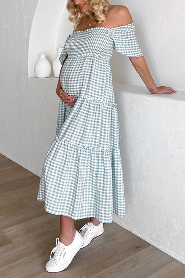Mom Plaid High Waist Dress
