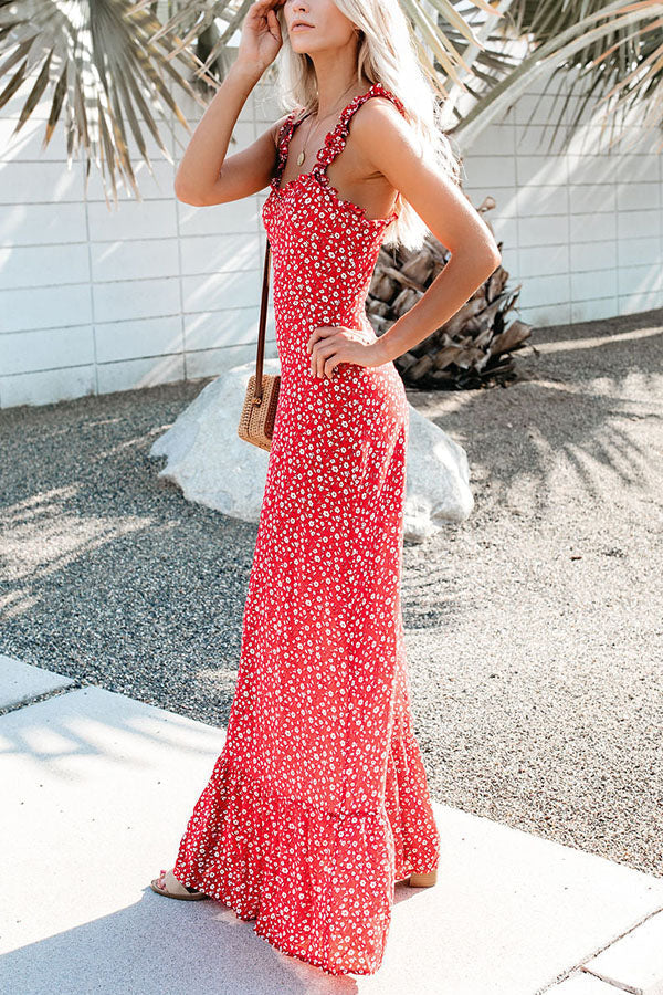 My Fair Lady Little Floral Ruffle Maxi Dress
