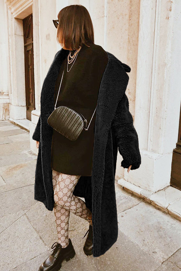 Autumn And Winter Faux Fur Long Solid Color Coat