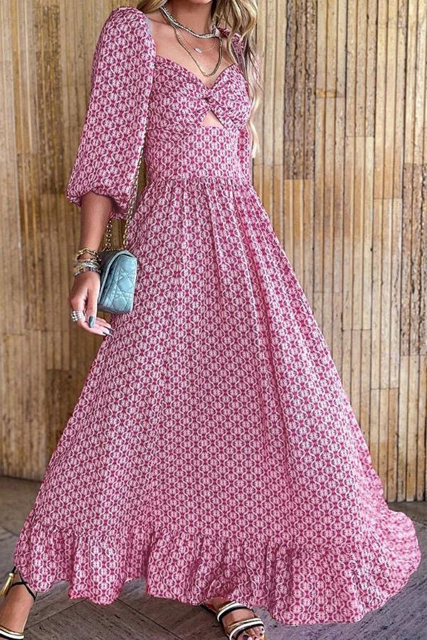 Printed Ruffle Maxi Dresse