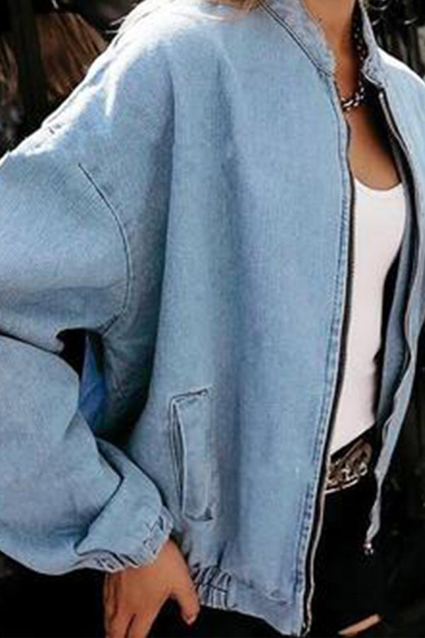 Pockets Denim Bomb Jacket