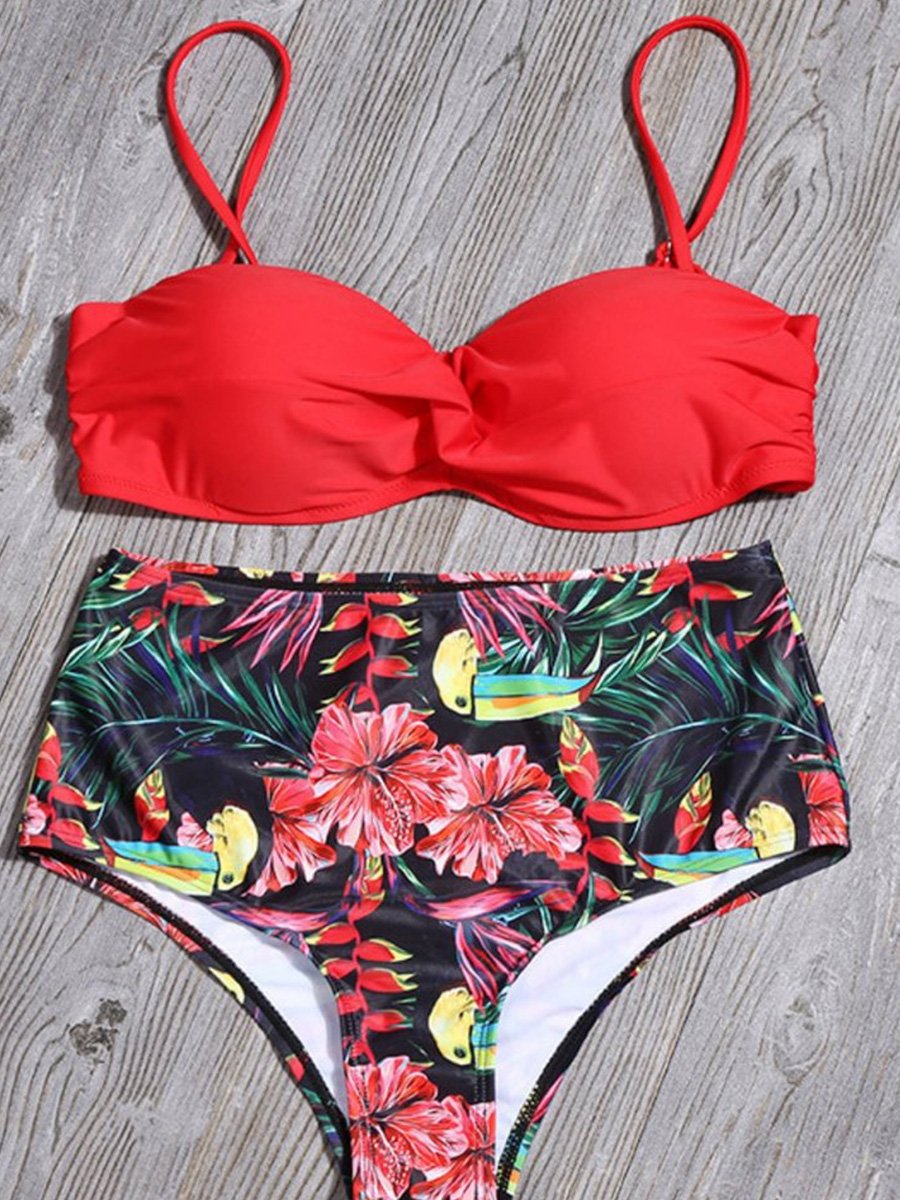 Bandeau Floral Print Two pieces Swimsuit