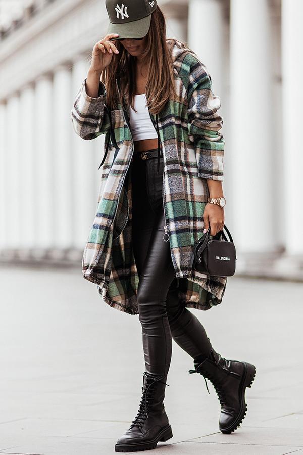 Plaid Hooded Coat