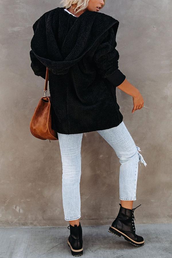 Pocketed Plush Loose Cardigan