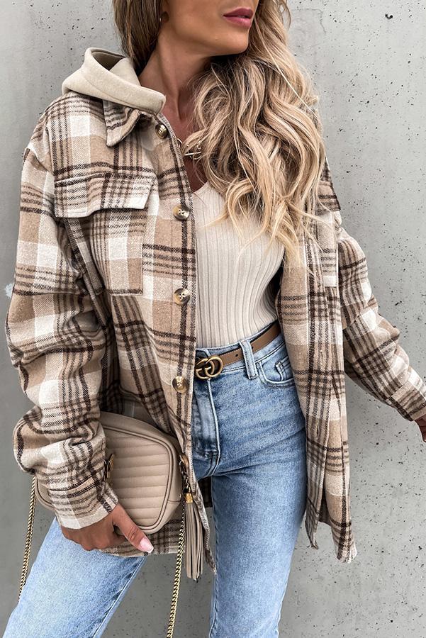 Chic Plaid Hooded Coat