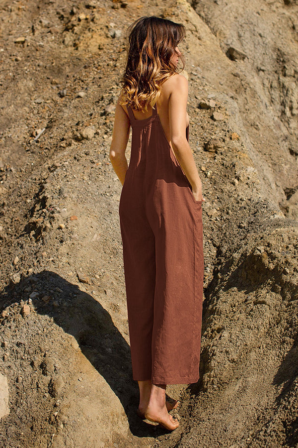 LINEN Pocket Front Overalls