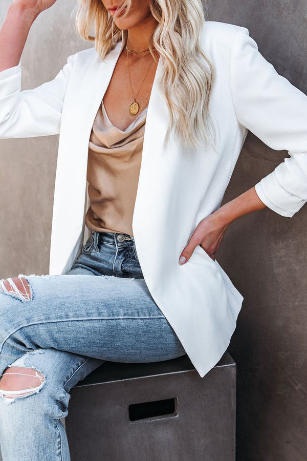 Solid Pocket Suit Coat