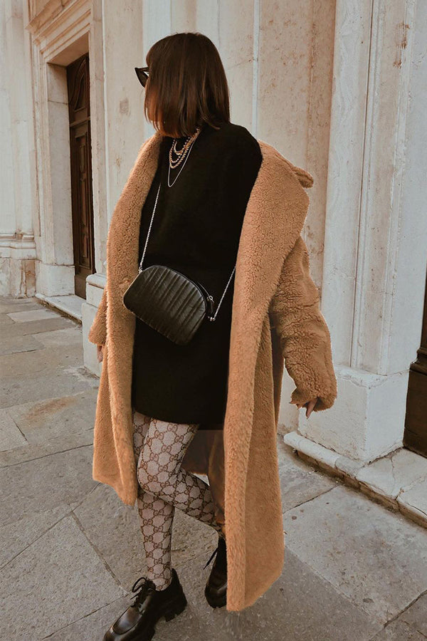 Autumn And Winter Faux Fur Long Solid Color Coat