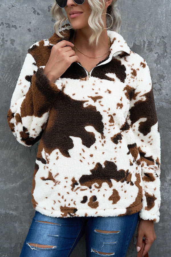Sherpa Half-Zipper Pullover Sweatshirt