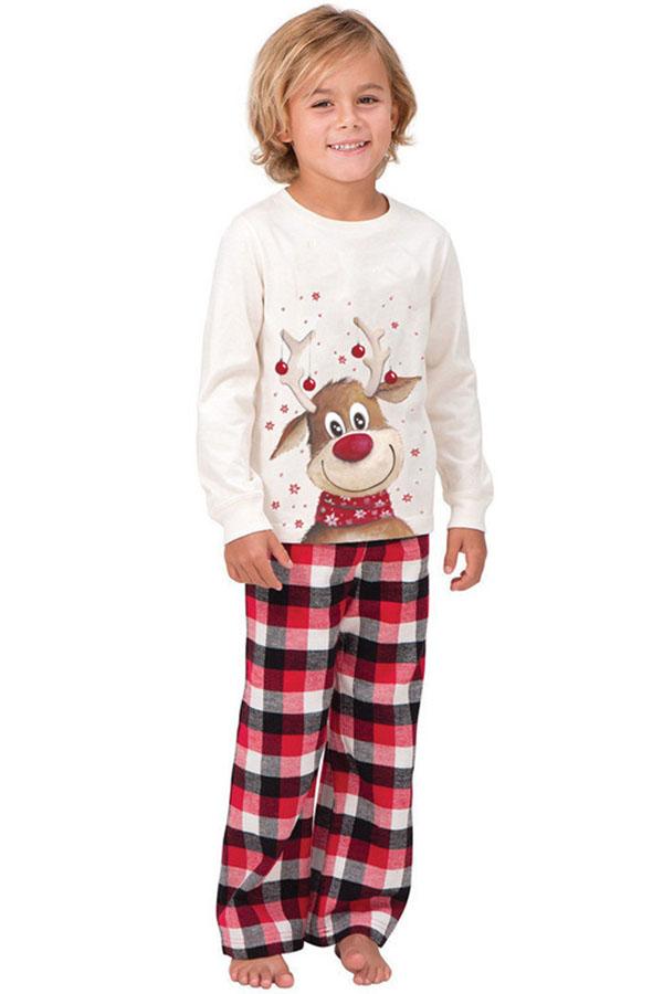 Christmas Family Pack Elk Printed Parent-child Long Sleeve Pajamas Set Home Service