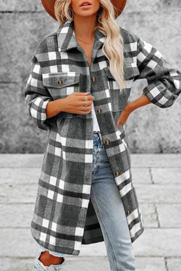 Long Brinkley Plaid Pocketed Jacket