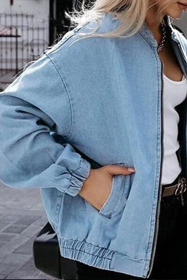 Pockets Denim Bomb Jacket