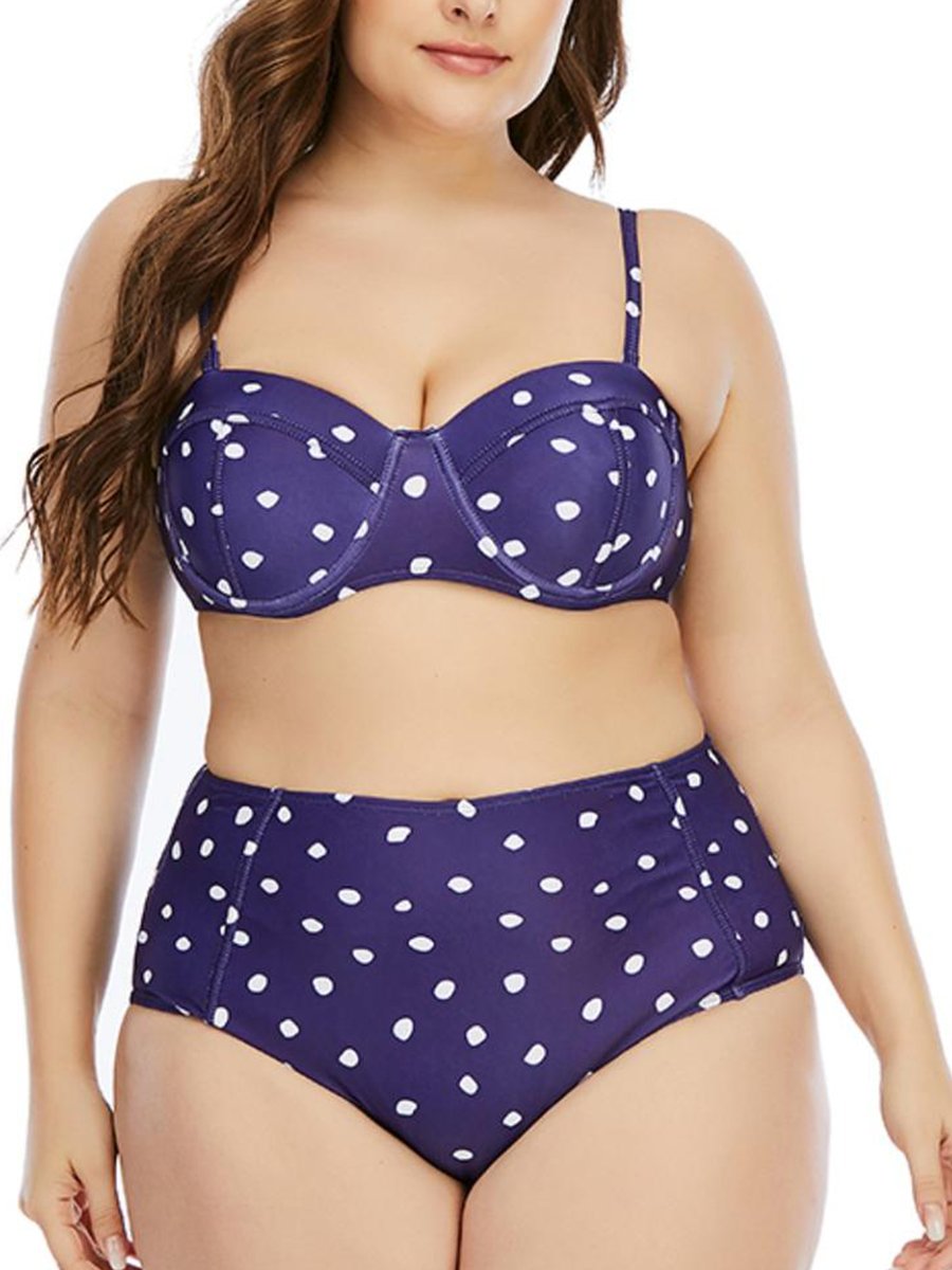 Bohemian Dot Print Blue Two-piece Swimsuit