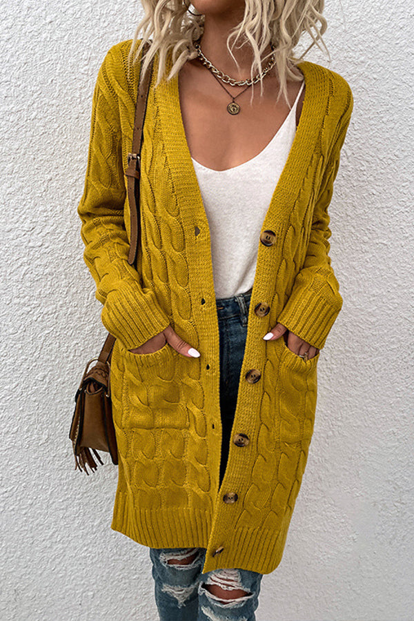 Cable Knitted Button Sweaters Cardigans