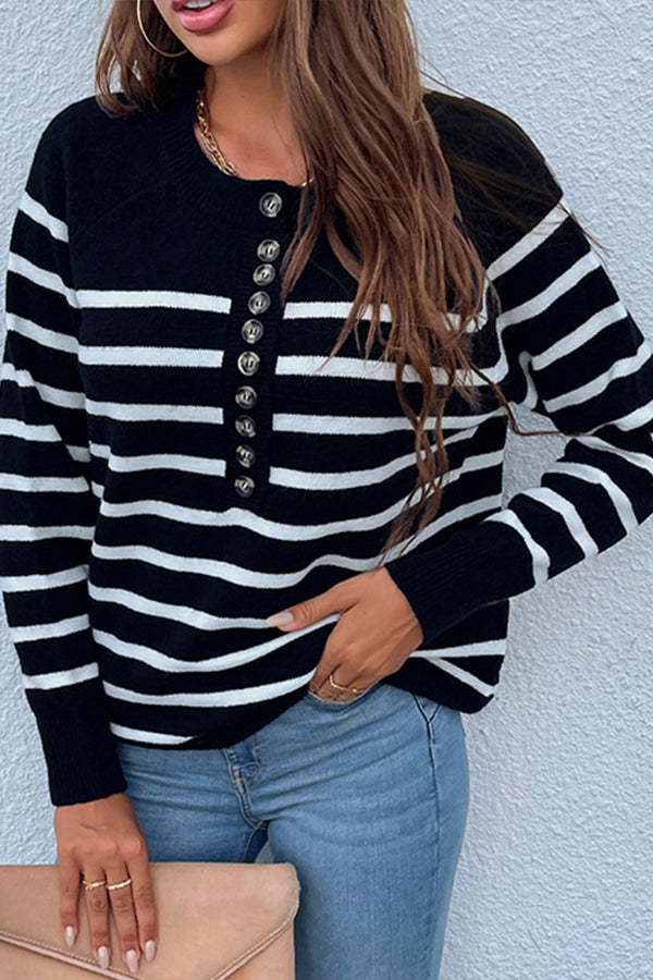 Button Down Striped Sweater
