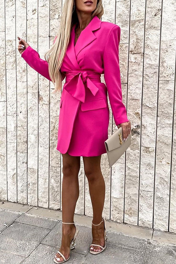 Loose Multicolor Suit Collar Dress