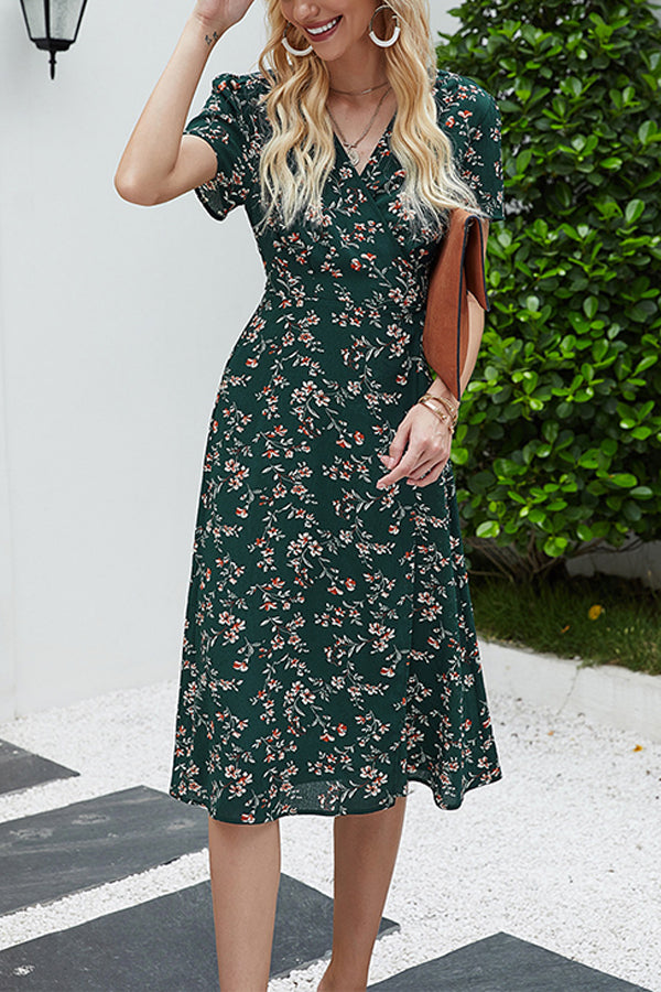 Bandage Slim Chiffon Floral Dress