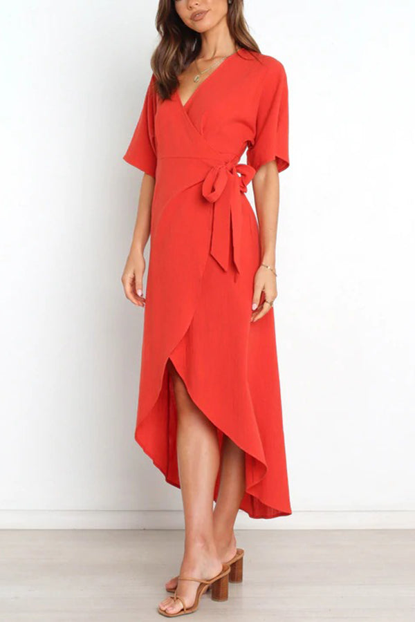 Circus Wrap High Low Midi Dress