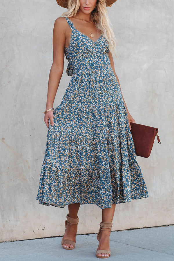 Spell On You Floral Tie Back Midi Dress