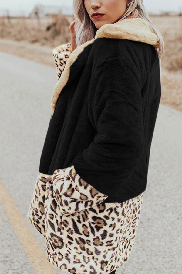 Long Sleeves Color Block Leopard Cardigans