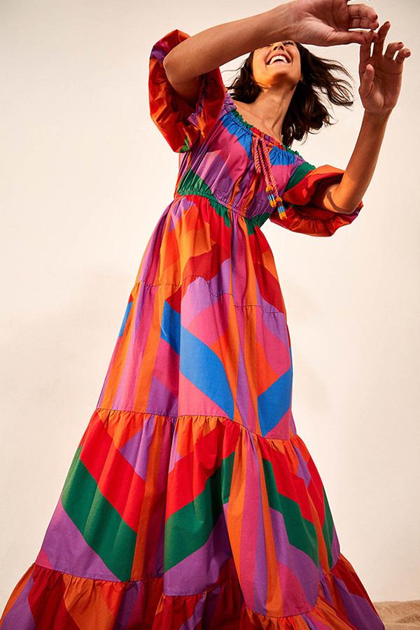 Gradient stitching dress