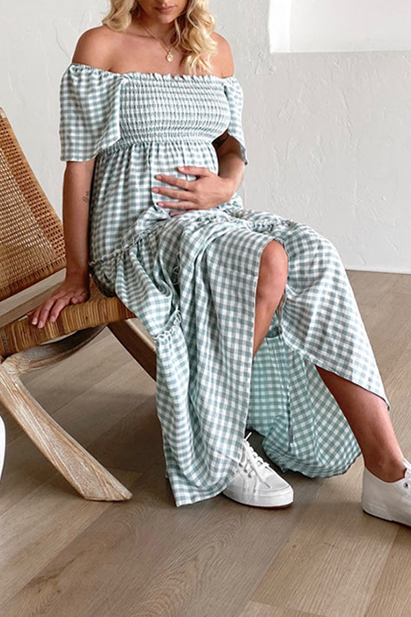 Mom Plaid High Waist Dress