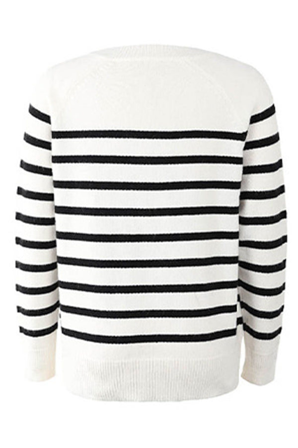 Button Down Striped Sweater