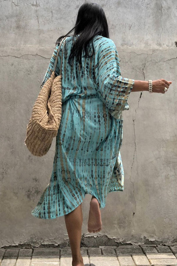 Long Tie-dye Beach Holiday Blouse