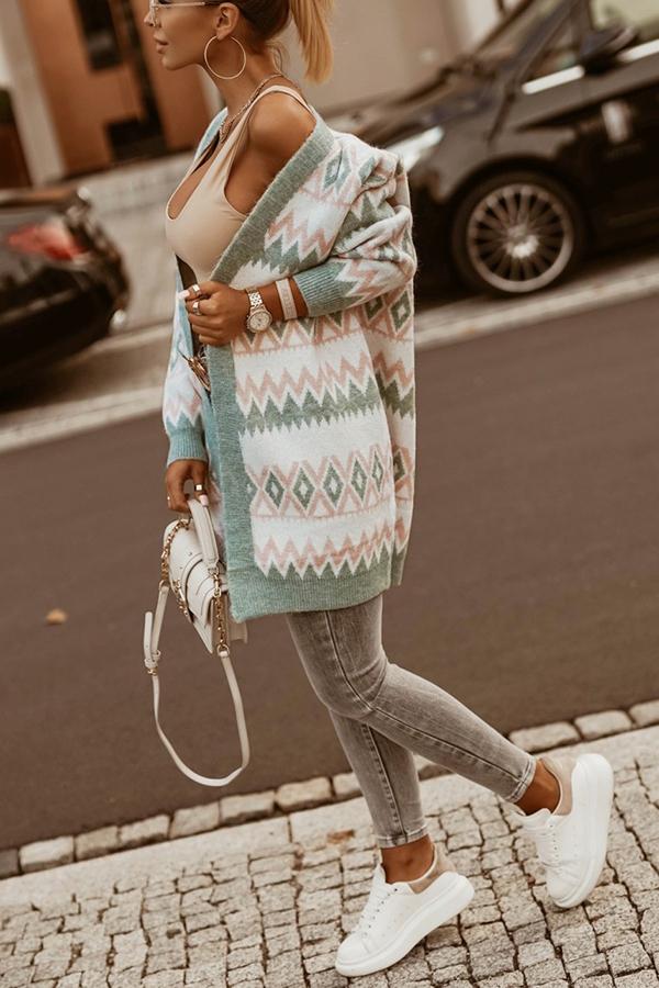 Diamond Jacquard Knitted Cardigan