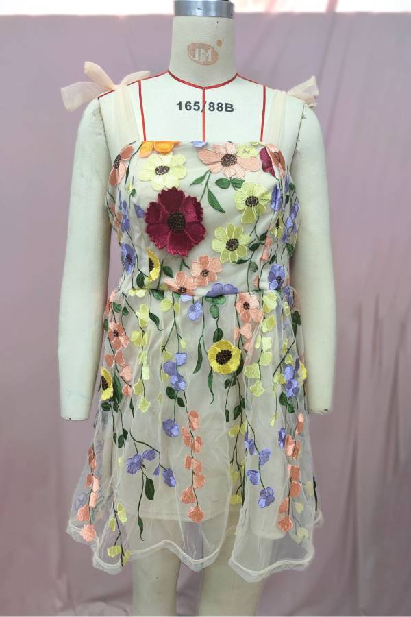 3D flower embroidered dress