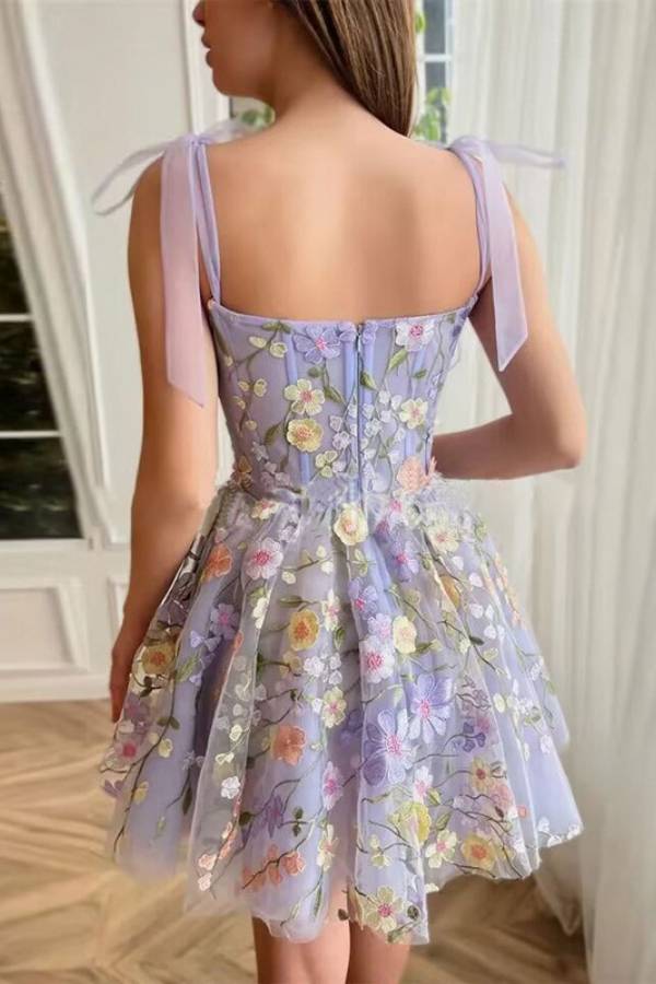 3D flower embroidered dress